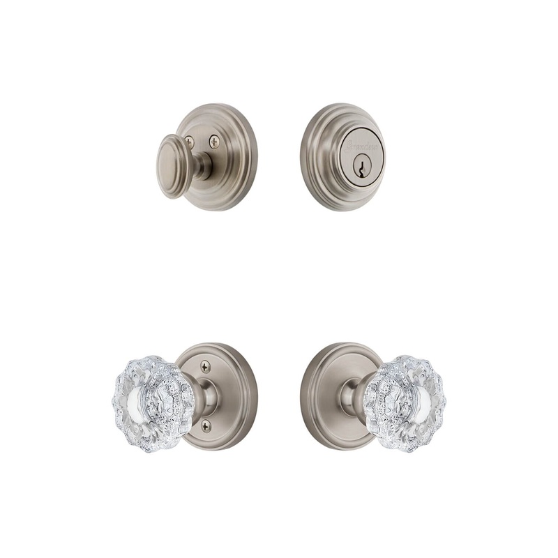 Georgetown Rosette Entry Set with Versailles Crystal Knob in Satin Nickel