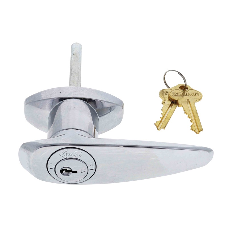 Lenlok L Handle, Rear Fixing,  75MM Shaft, C4 Keyed to Differ , , Chrome Plate