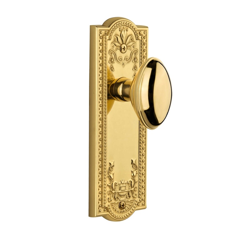 Parthenon Long Plate with Eden Prairie Knob in Polished Brass