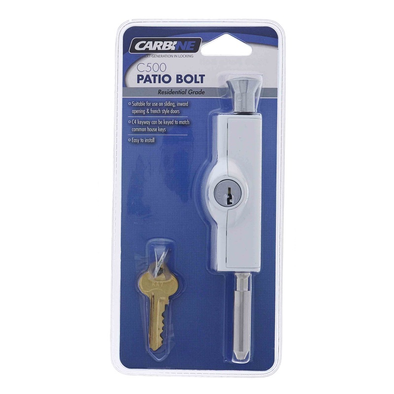 Carbine CBS C500 Wafer Patio Bolt, C4 Wafer Keyed Alike  KA1, Display Pack, White