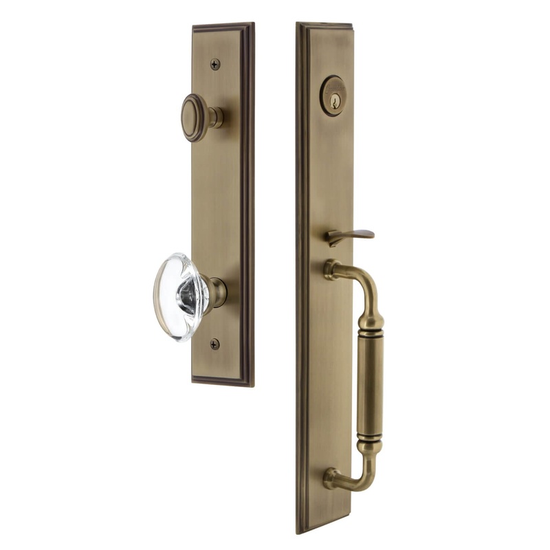 Carr One-Piece Handleset with C Grip and Provence Knob in Vintage Brass