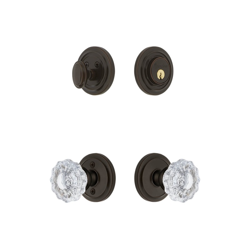 Circulaire Rosette Entry Set with Versailles Crystal Knob in Timeless Bronze