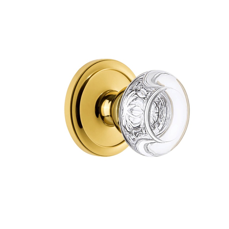 Circulaire Rosette with Bordeaux Crystal Knob in Polished Brass