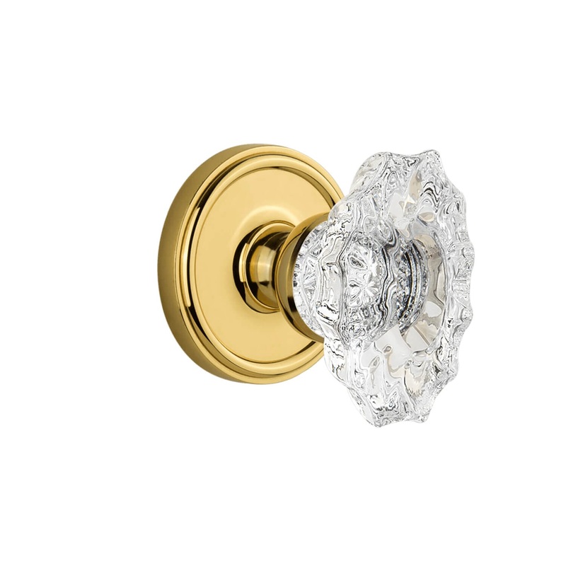 Georgetown Rosette with Biarritz Crystal Knob in Polished Brass