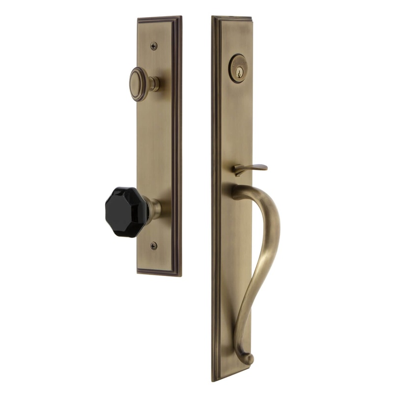 Grandeur Carr One-Piece Handleset with S Grip and Lyon Knob in Vintage Brass