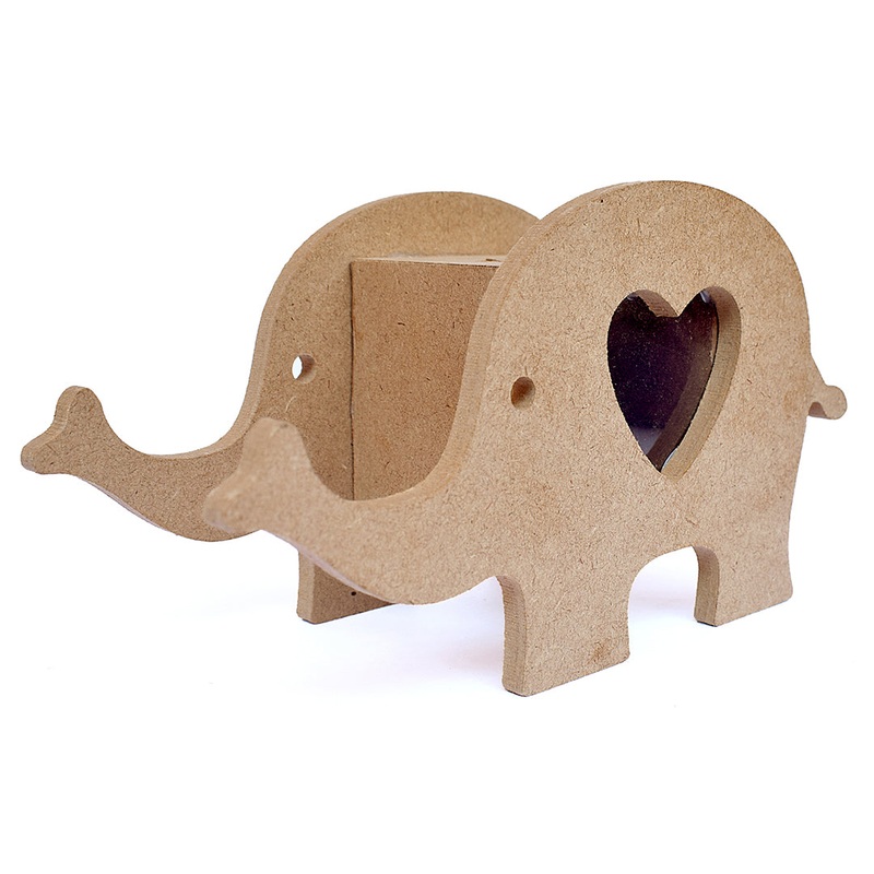 Mdf Elephant Piggy Bank W6.25 X H3.5 X D2.6Inch 5.5Mm Thick 1Pc Lb