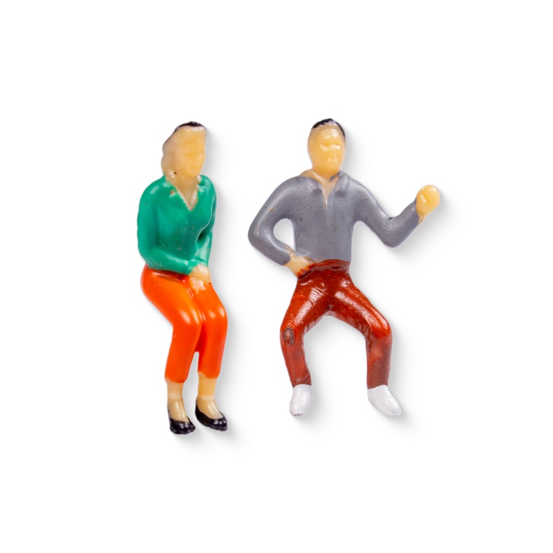 Miniature Human Figurine Seated on Bench Assorted Colours H28mm 2pc