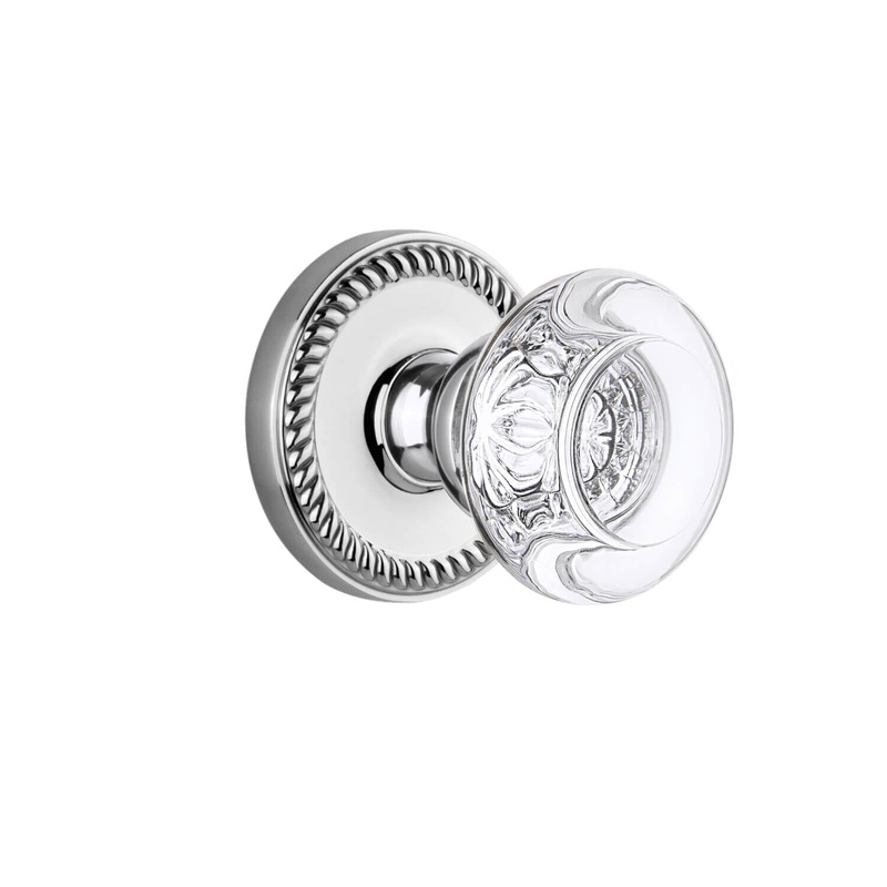Newport Rosette with Bordeaux Crystal Knob in Bright Chrome