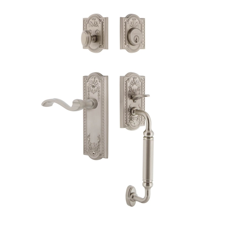 Parthenon Plate C Grip Entry Set Portofino Lever in Satin Nickel