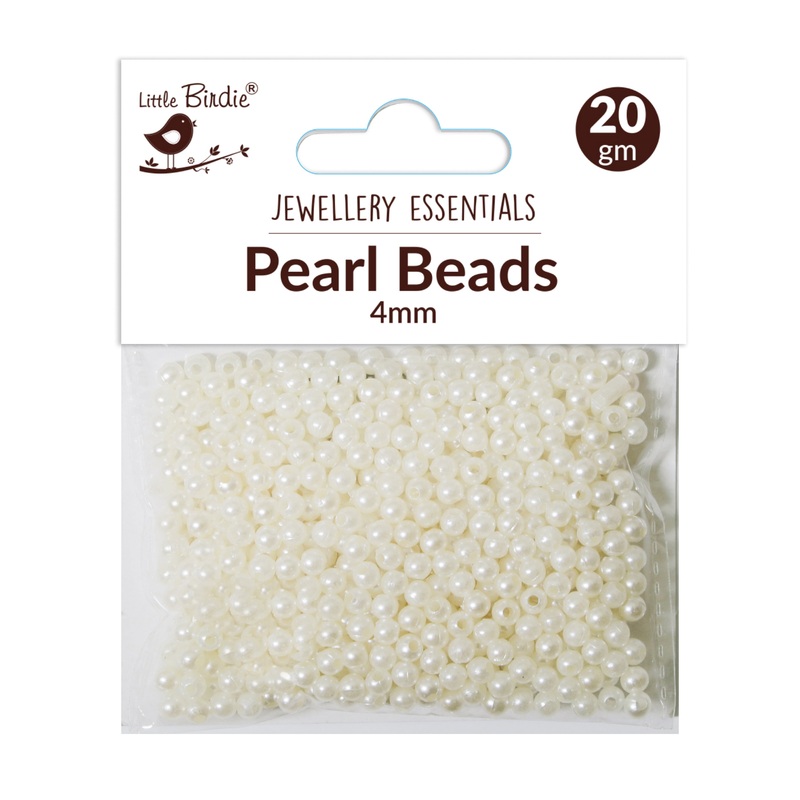 Pearl Beads Plastic 4mm Cream 20gm
