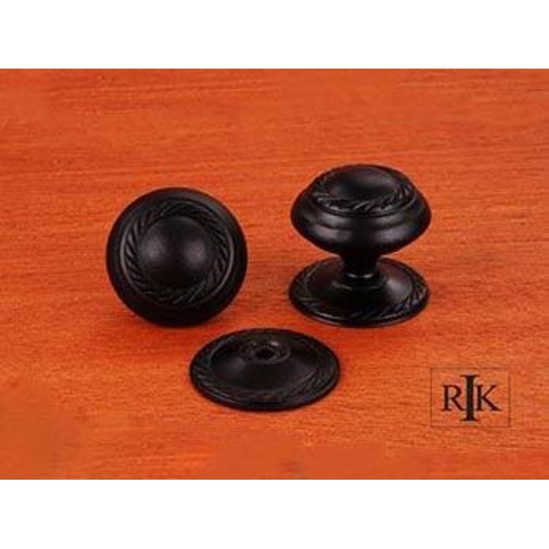 Rope Knob with Detachable Back Plate 1 1/2 (38mm) – Black
