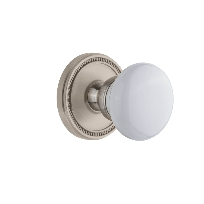 Soleil Rosette with Hyde Park Knob in Satin Nickel