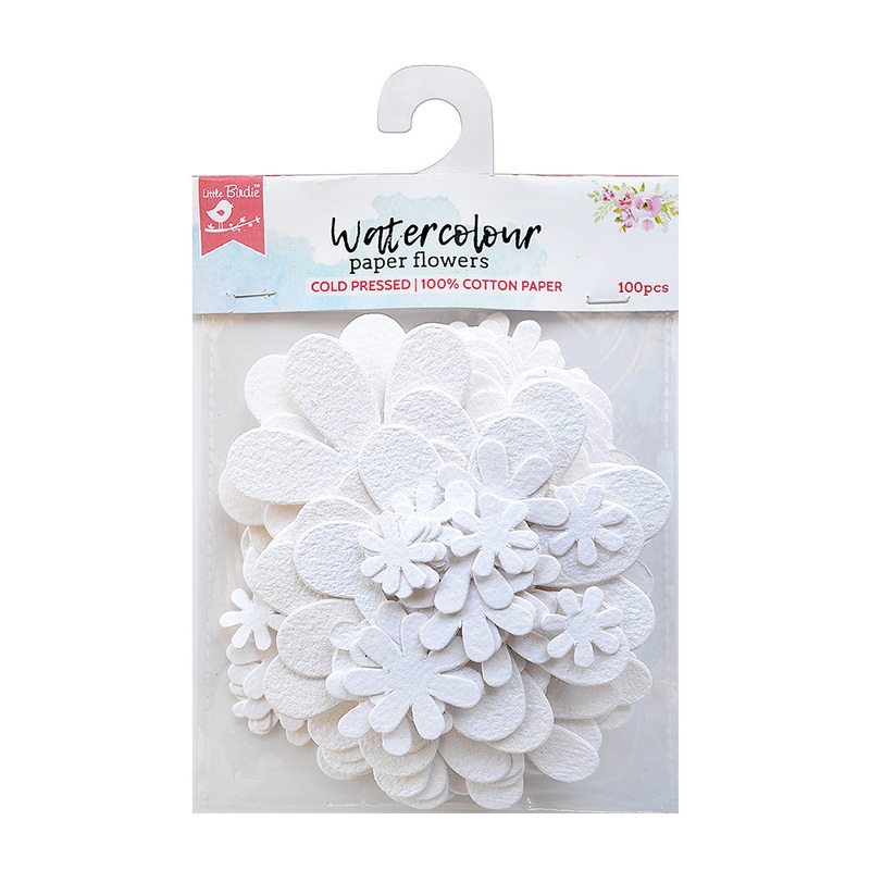 Watercolour Paper Blooms White 100Pcs Pbci Lb