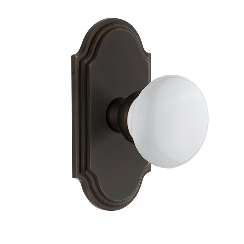 Arc Short Plate with Hyde Park Knob in Timeless Bronze