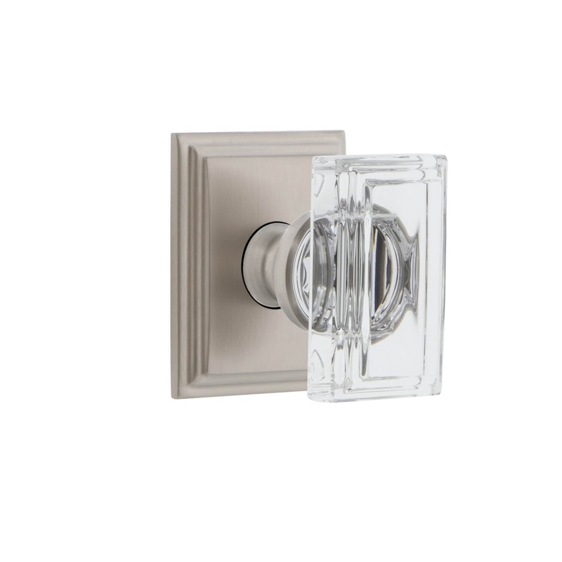 Carr Square Rosette with Carr Crystal Knob in Satin Nickel