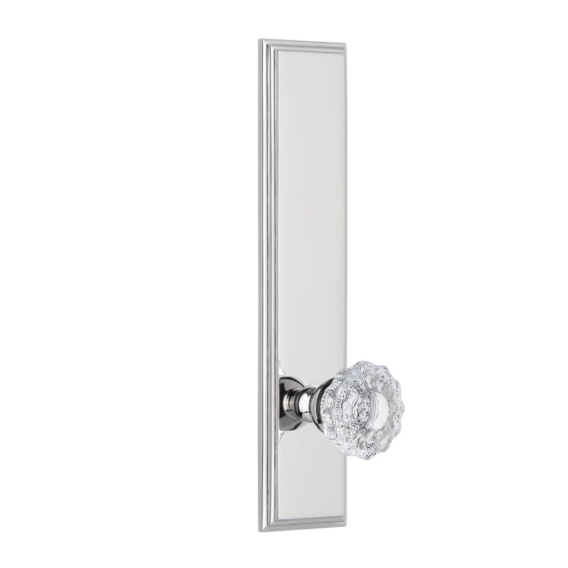 Carr Tall Plate with Versailles Crystal Knob in Bright Chrome