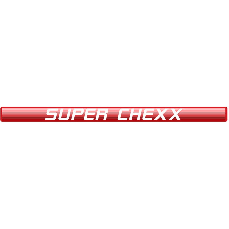DECAL (CABINET – OLD SUPER CHEXX) WHITE STRIPES/RED BACKGROUND [SC744]