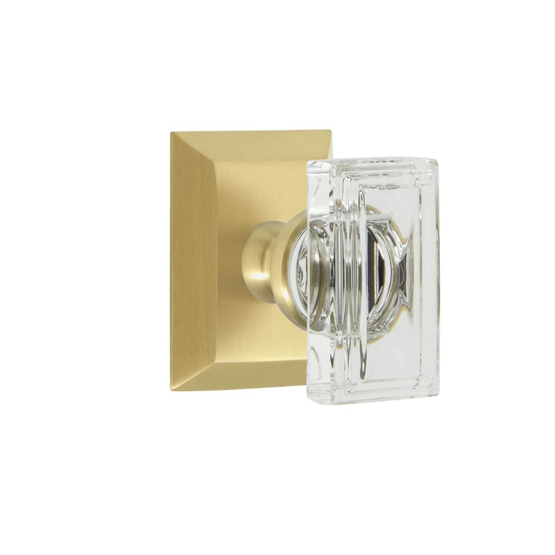 Fifth Avenue Square Rosette with Carr Crystal Knob in Satin Brass