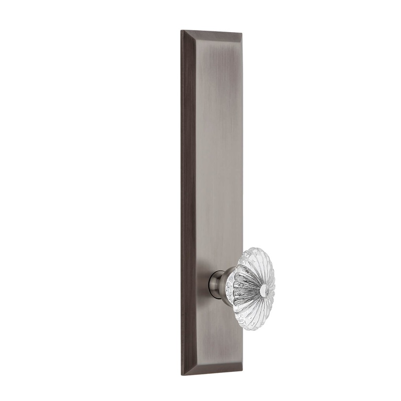 Fifth Avenue Tall Plate with Burgundy Crystal Knob in Antique Pewter