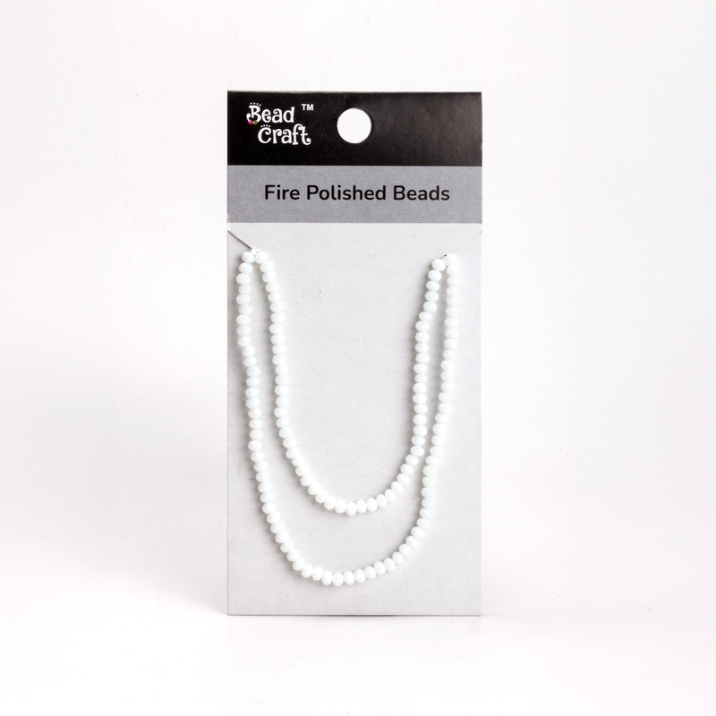 Fire Polished Beads Opaque White 4mm 1 String