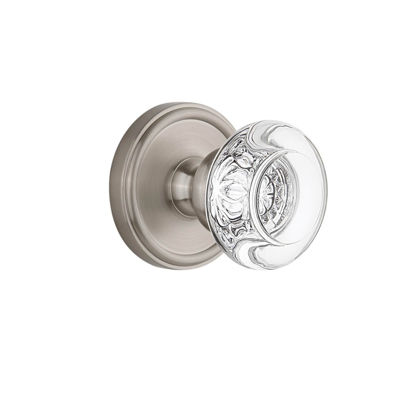 Georgetown Rosette with Bordeaux Crystal Knob in Satin Nickel