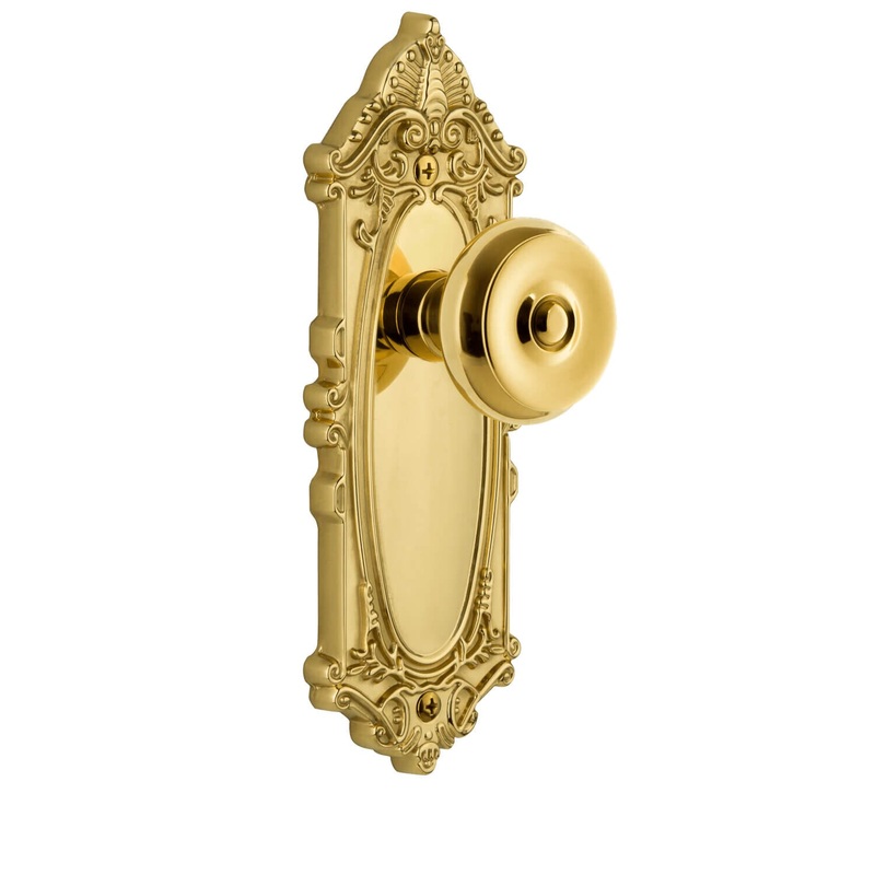 Grande Victorian Long Plate with Bouton Knob in Lifetime Brass