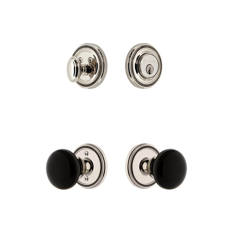 Soleil Rosette Entry Set with Coventry Knob in Polished Nickel