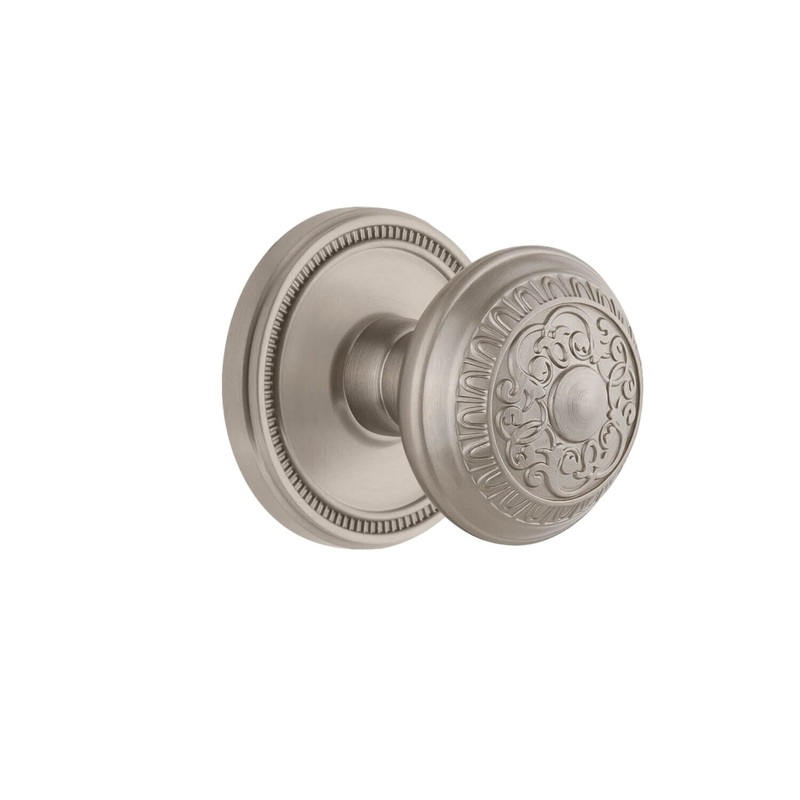Soleil Rosette with Windsor Knob in Satin Nickel
