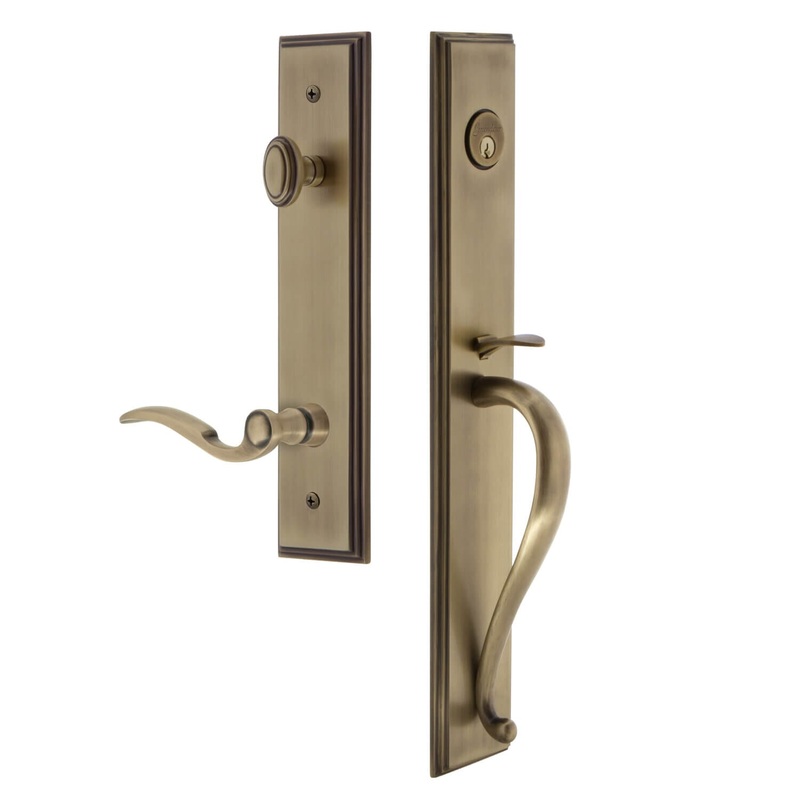 Carr One-Piece Handleset with S Grip and Bellagio Lever in Vintage Brass