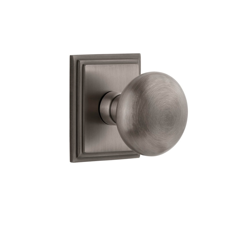 Carr Square Rosette with Fifth Avenue Knob in Antique Pewter