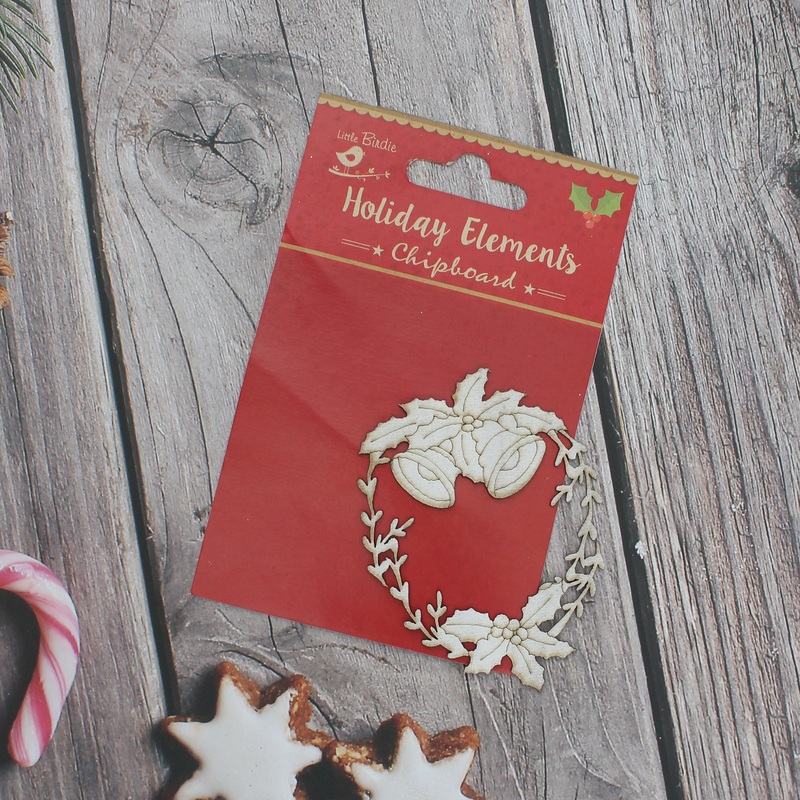Christmas Chipboard Shape Wreath W/Bells 1Pc