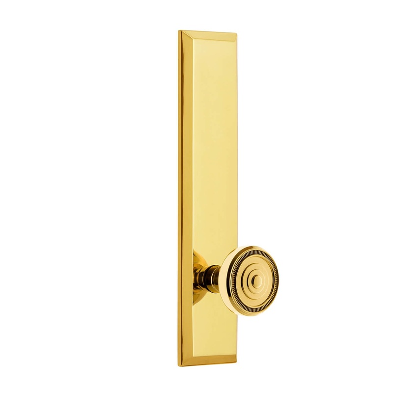 Fifth Avenue Tall Plate with Soleil Knob in Polished Brass