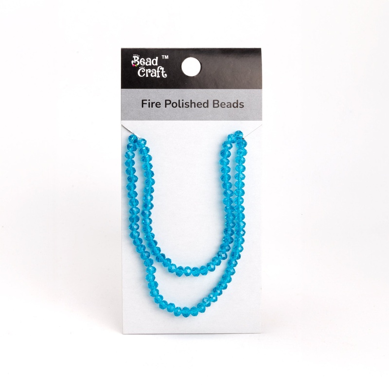 Fire Polished Beads Aquamarine Crystal 6mm 1 String