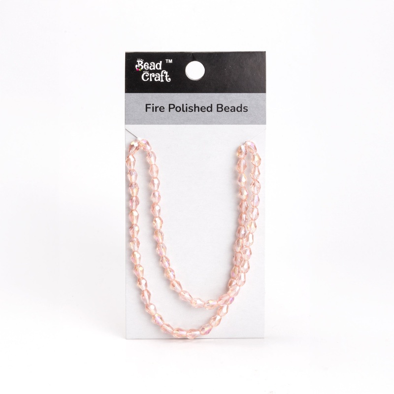 Fire Polished Beads Pink Crystal 6/8mm 1 String