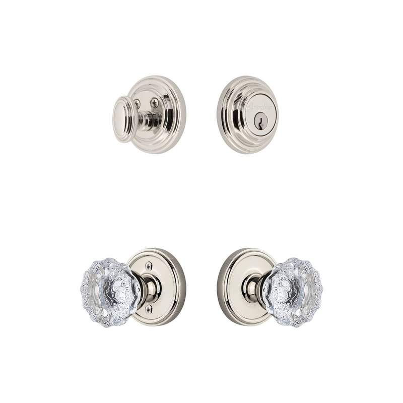 Georgetown Rosette Entry Set with Fontainebleau Crystal Knob in Polished Nickel