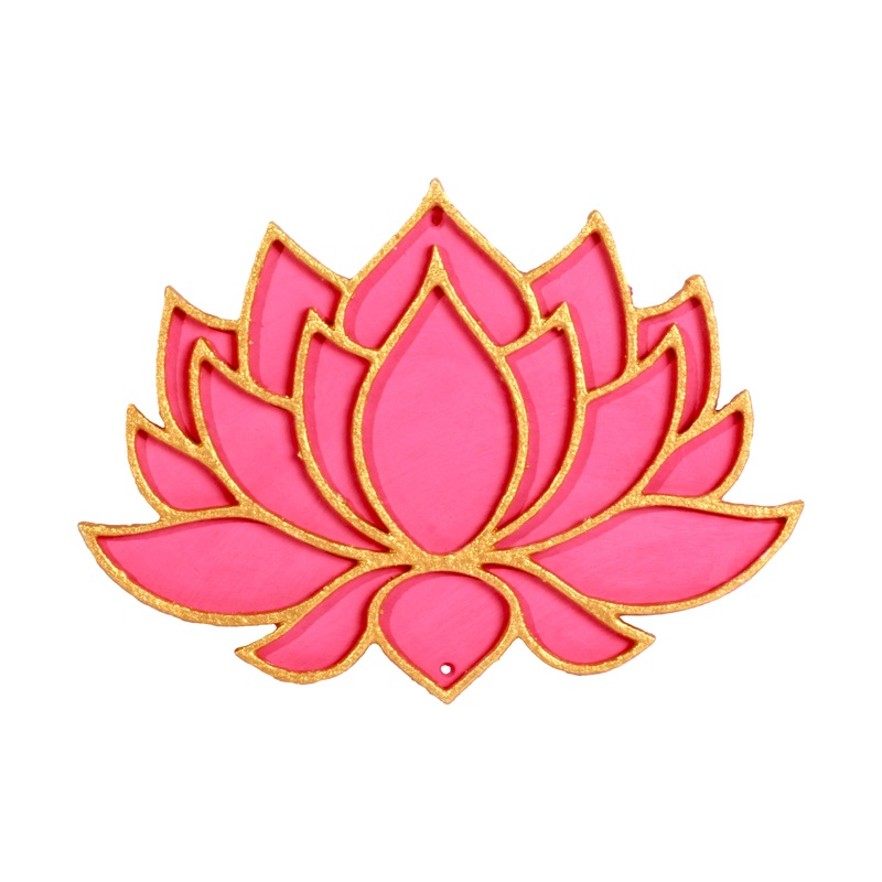 Lotus Hanging Decor Pink & Gold Approx 5 X 3.5inch 2mm Thick 1pc