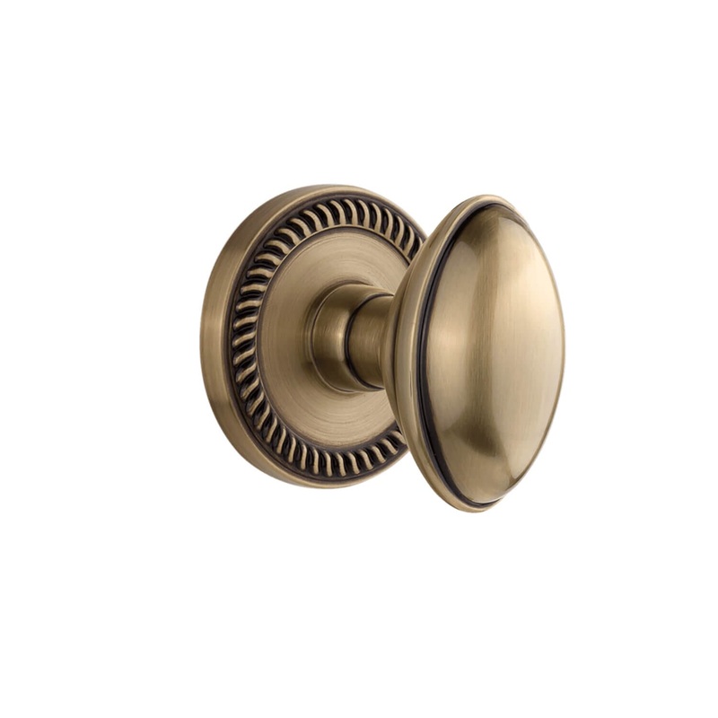Newport Rosette with Eden Prairie Knob in Vintage Brass