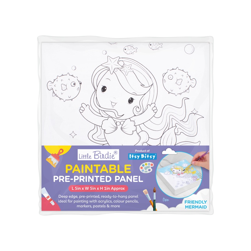 Paintable Pre-Printed Panel Friendly Mermaid L5 XW5 X H1inch 1pc
