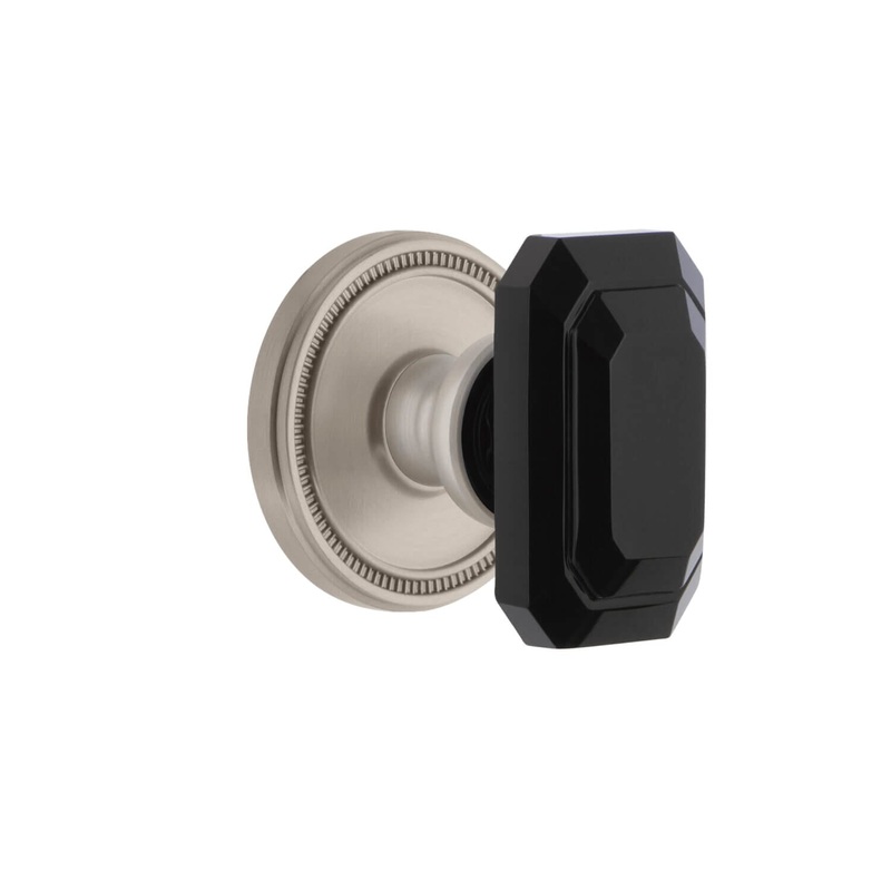 Soleil Rosette with Baguette Black Crystal Knob in Satin Nickel