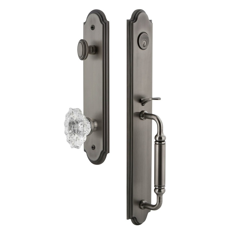 Arc One-Piece Handleset with C Grip and Biarritz Knob in Antique Pewter