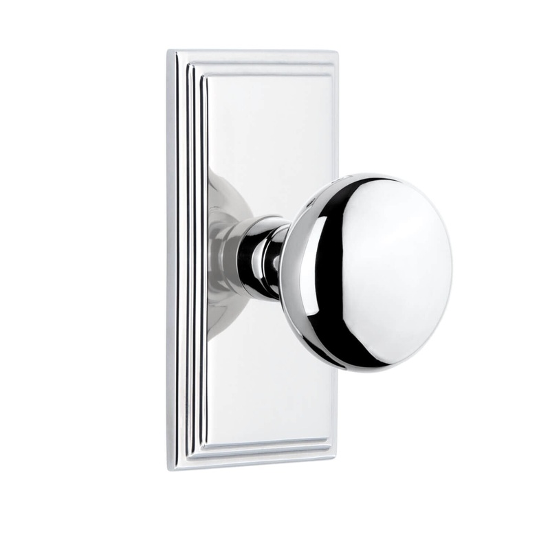 Carr Short Plate with Fifth Avenue Knob in Bright Chrome