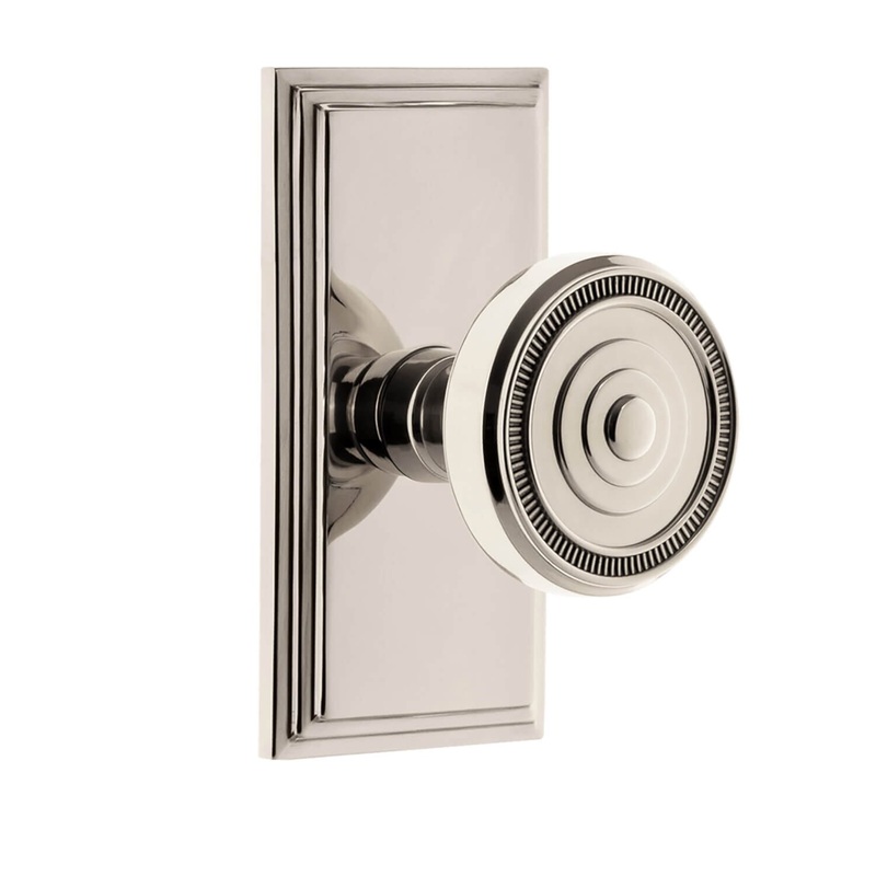 Carr Short Plate with Soleil Knob in Polished Nickel