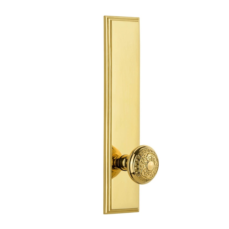Carr Tall Plate with Windsor Knob in Polished Brass