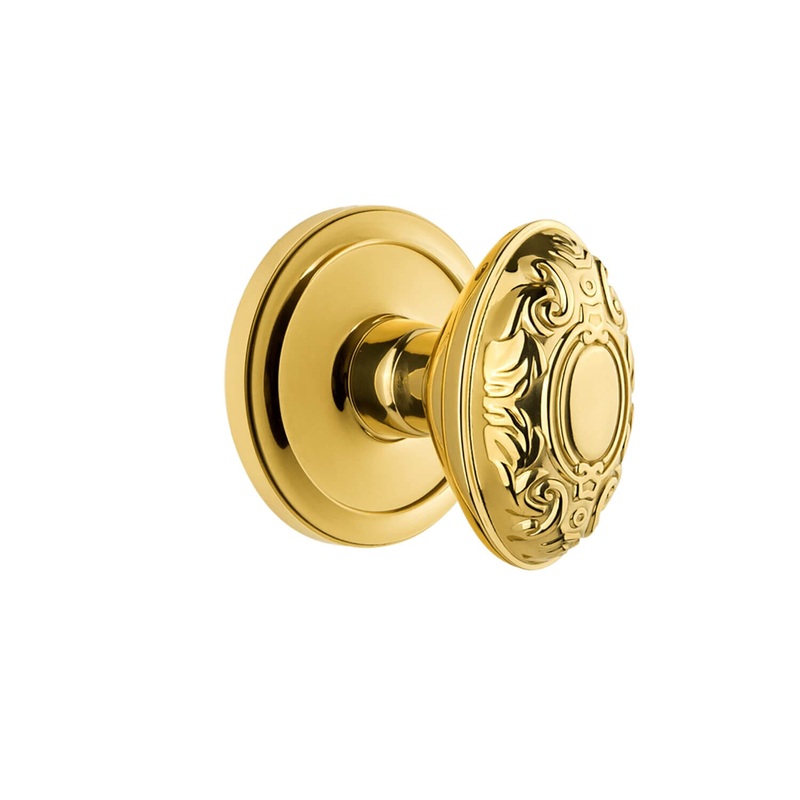 Circulaire Rosette with Grande Victorian Knob in Polished Brass