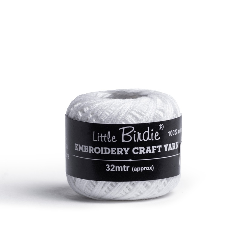 Crochet & Embroidery Thread – Cotton, 6 Ply, White, Approx. 32mt, 10g Ball