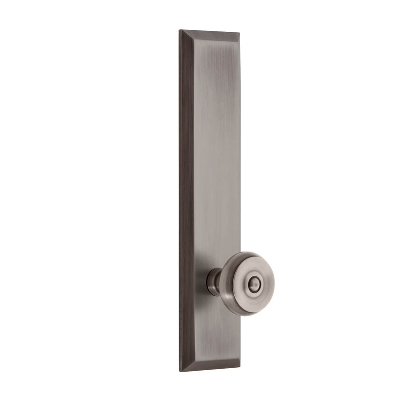 Fifth Avenue Tall Plate with Bouton Knob in Antique Pewter