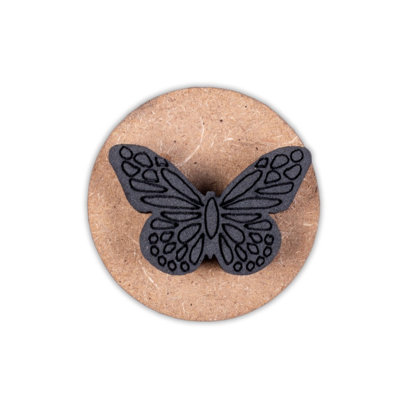 Foam Stamp – Ornate Butterfly | 4.2 x 3cm | 10mm Thick (MDF Base 5.5mm thick round 5cm dia) 1pc