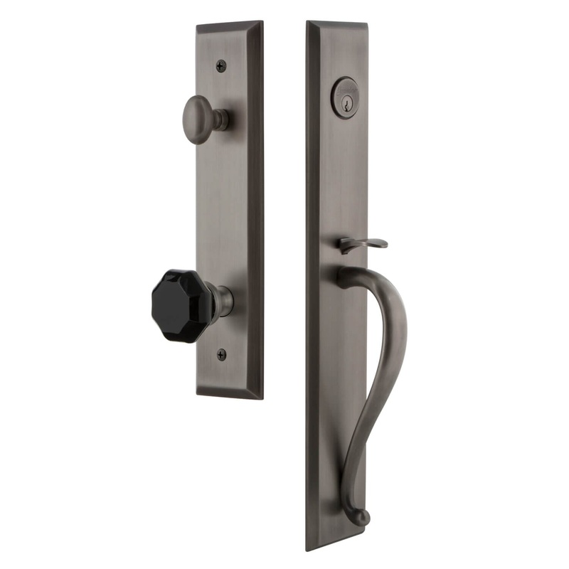 Grandeur Fifth Avenue One-Piece Handleset with S Grip and Lyon Knob in Antique Pewter