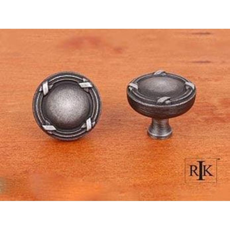 Lines and Crosses Knob 1 1/4 (32mm) – Distressed Nickel