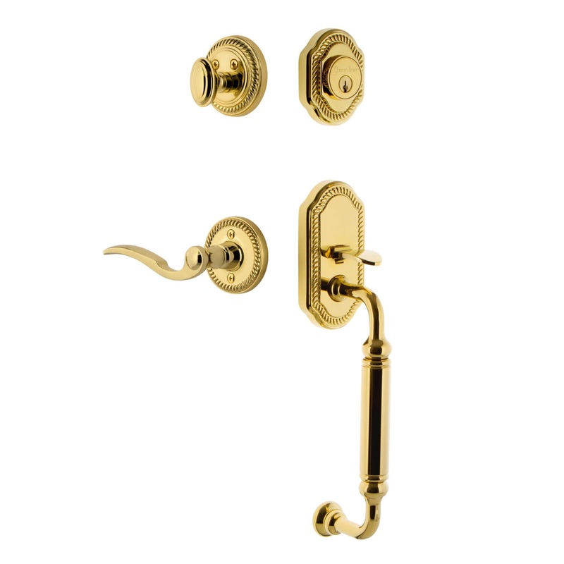 Newport Rosette C Grip Entry Set Bellagio Lever in Lifetime Brass